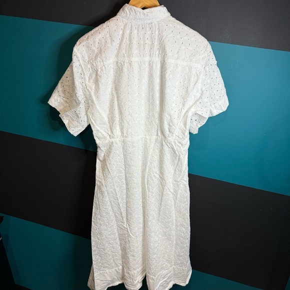 Zara White Midi Dress with Collar 100% Cotton - Picture 9 of 16